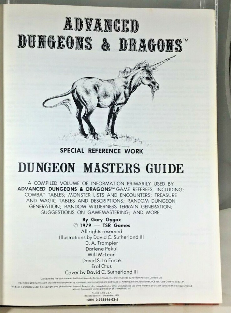 Dungeon Masters Guide Advanced D&D Essential Reference Info Gamemastering 1979