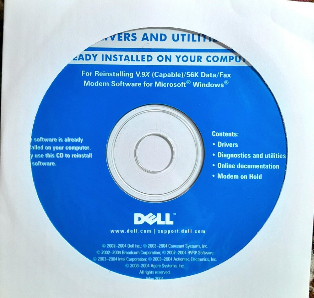 Dell V.9X/56K Data/Fax Modem Software CD DP/N H3773