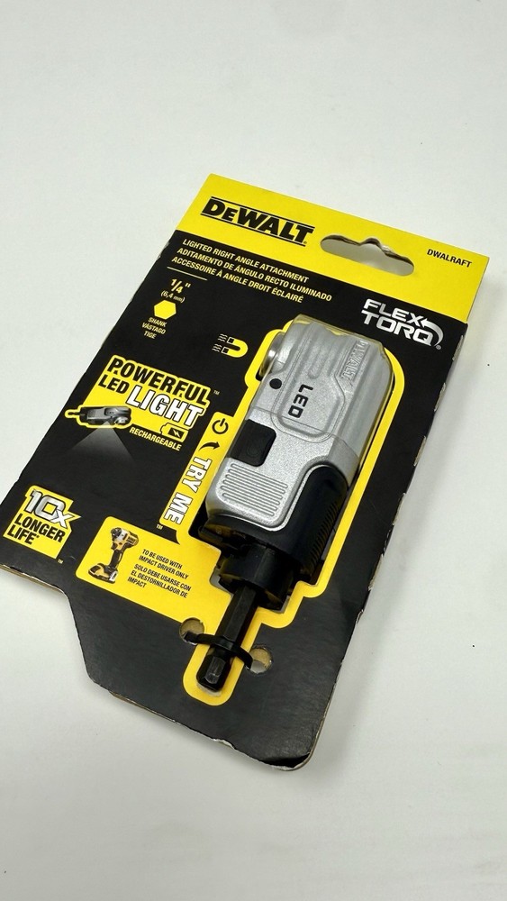 Dewalt DWALRAFT FLEXTORQ 1/4” Hex Lighted Right Angle Attachment W ADJ Handle