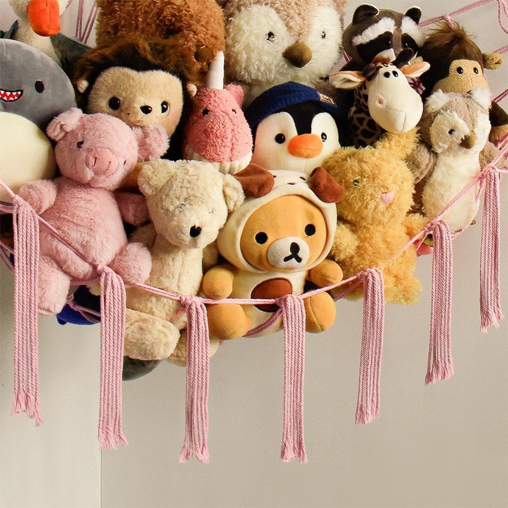 Fun & Functional Stuffed Animal Storage Hammock - Baby Pink