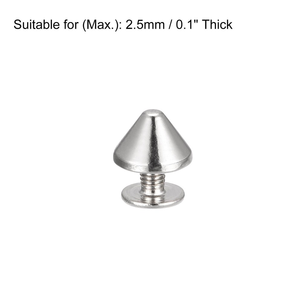 9x6mm Screw Back Rivets, 30 Set Solid Leather Studs Silver Tone