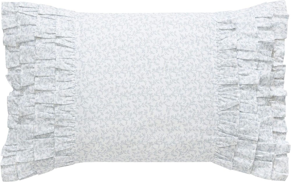 Ruffled Throw Pillow Decorative Home Decor W/ Envelope Closure Chloe Blue 14" x