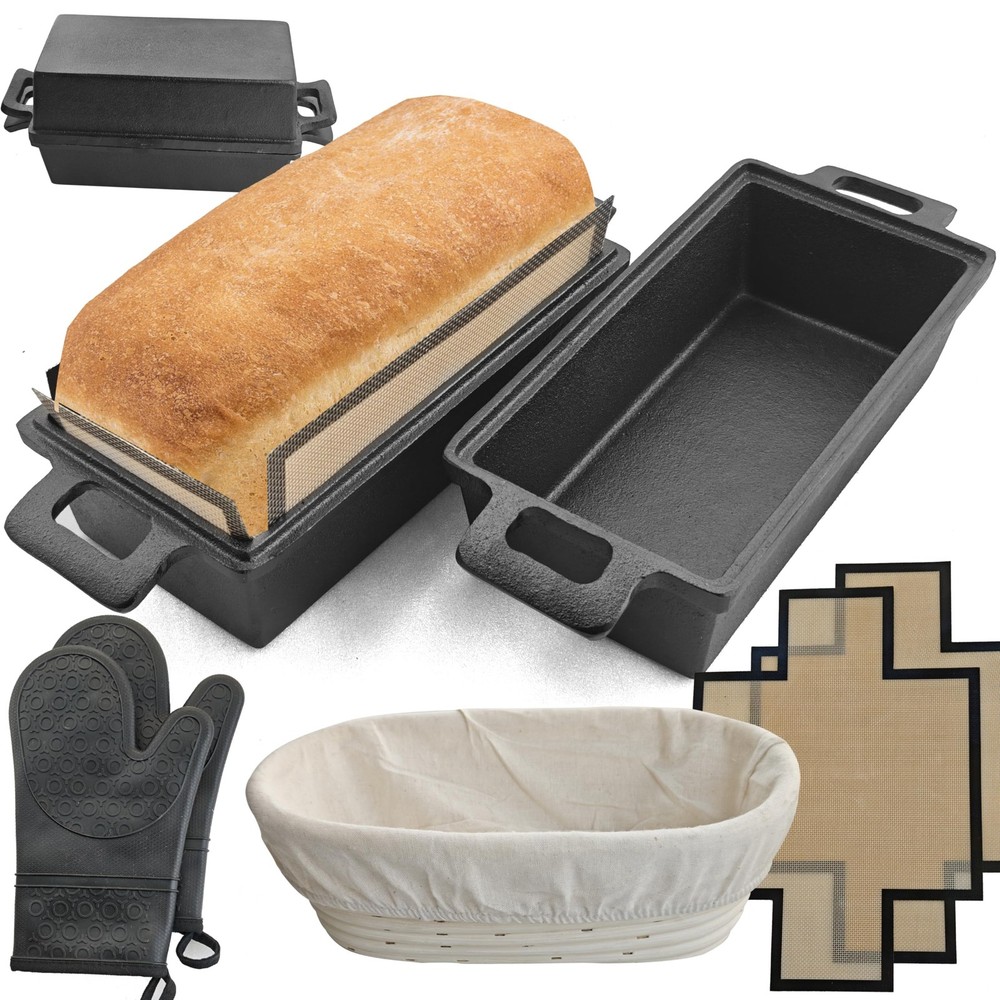 2-In-1 Cast Iron Oven Pan 9"x5"Durable Loaf Pans Rectangular Baking
