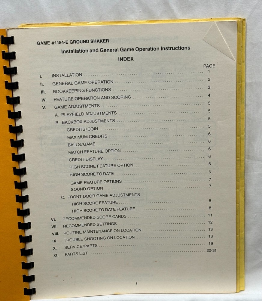ORIGINAL-BALLY-GROUND SHAKER-INSTALLATION AND OPERATIONS INSTRUCTIONS