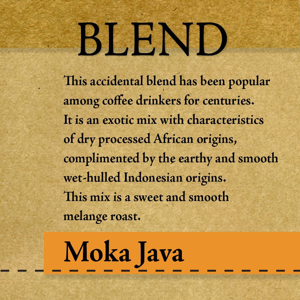 Roasted Coffee - Moka-Java Melange Roast - 1-6 lbs "Roasted upon Order"