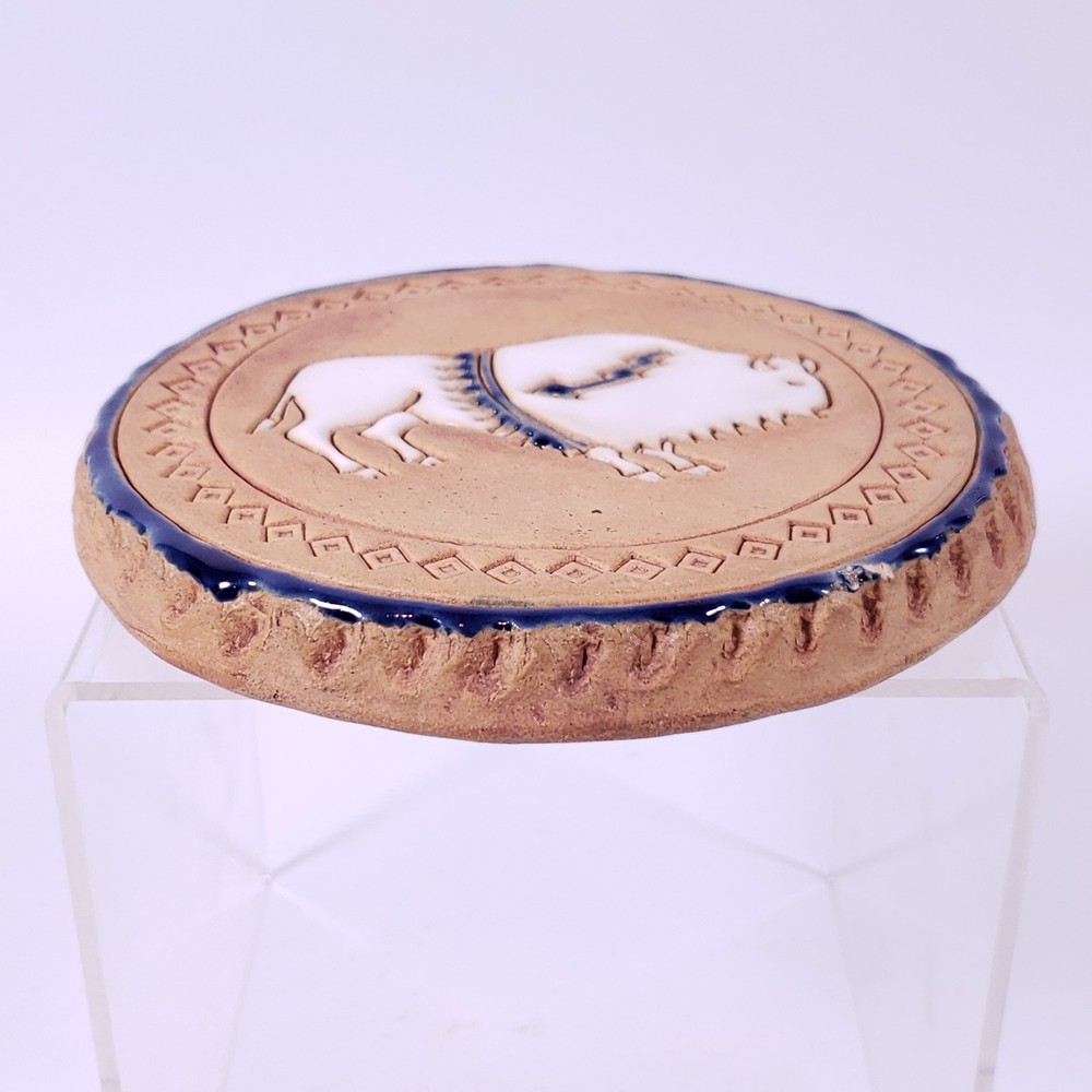 SIGNED Nan Groves Buffalo Decorative Bread Warming TILE TRIVET