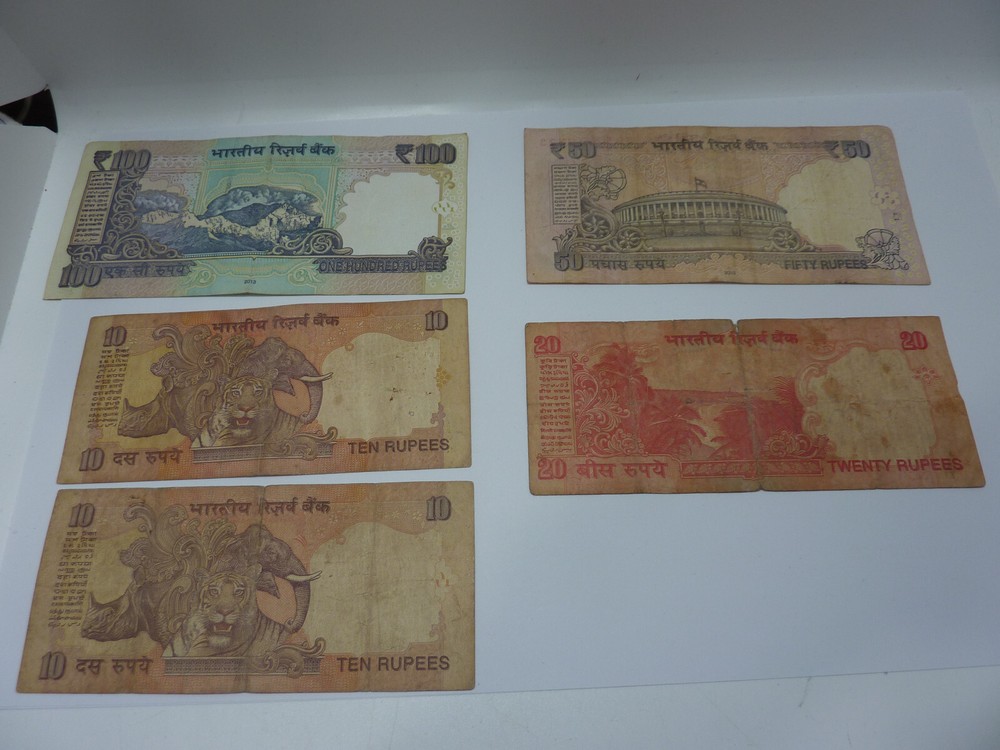 India Set 5 Pcs 10 20 50 100 Rupees 2009-2017