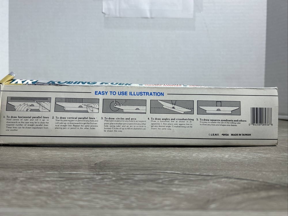 Vintage Rolling Ruler Compass Protractor T-Square Original Box Opened