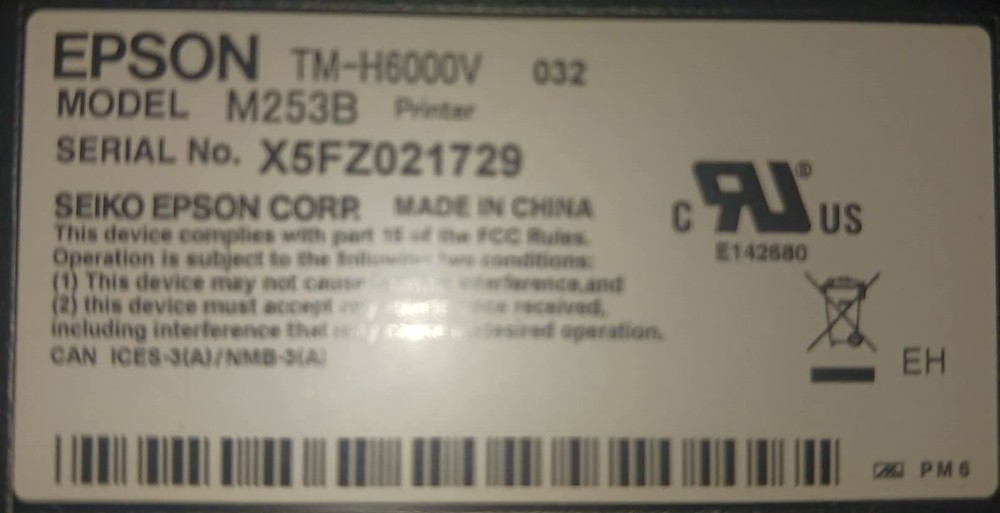 Epson Receipt Printer Model M253B