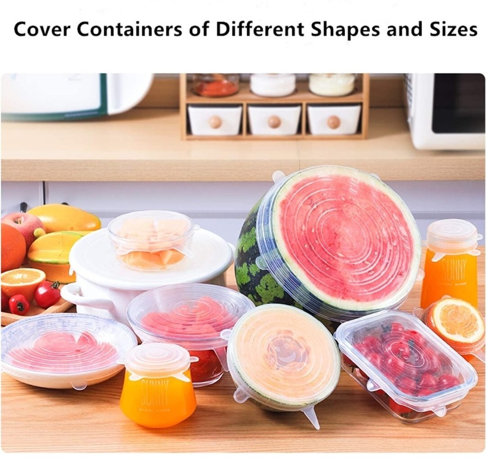 Silicone Stretch Lids- 12Pack- 6 Sizes, BPA-Free, Reusable, Durable & Versatile
