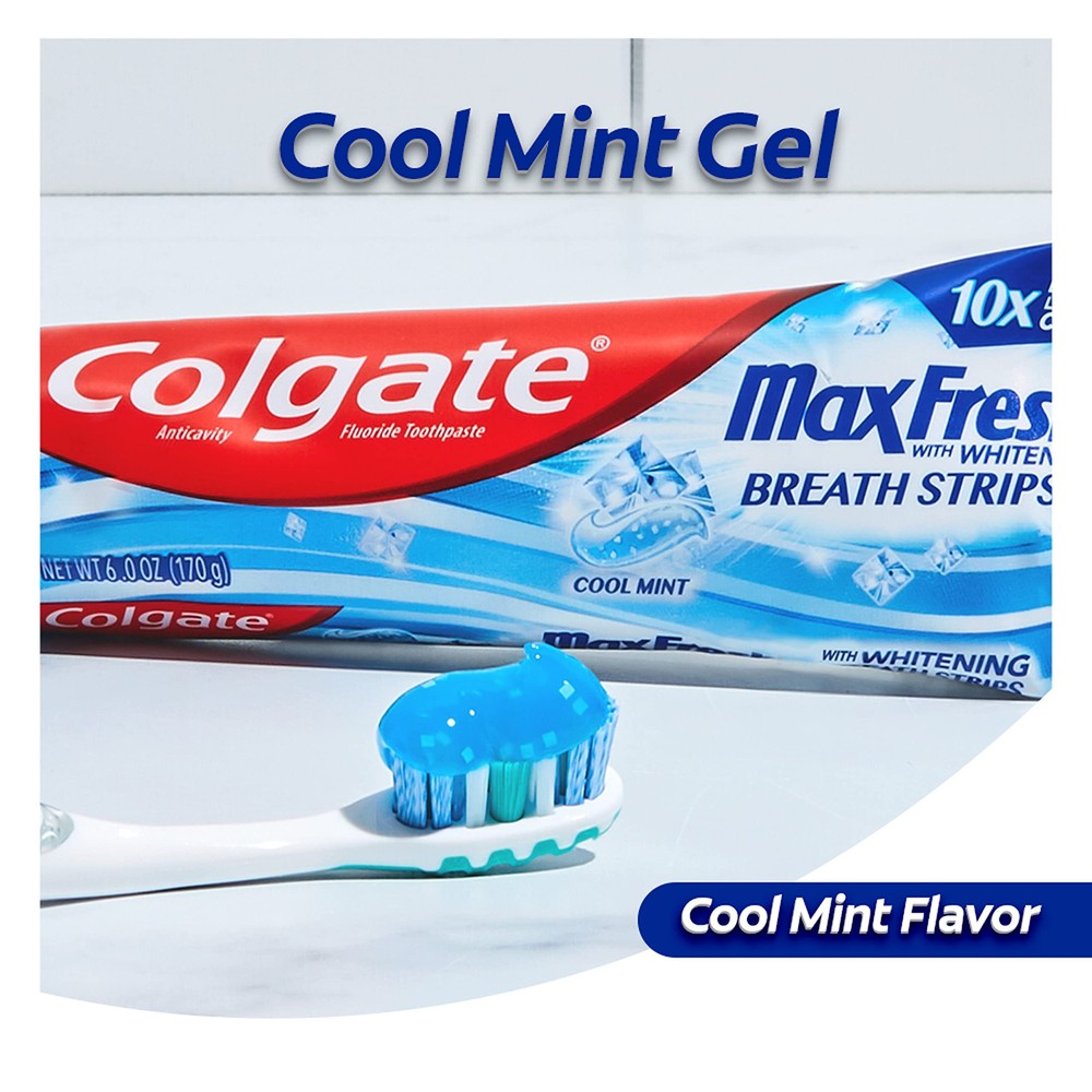 Colgate Max Fresh Whitening Toothpaste 6.3 oz Cool Mint Breath Strips