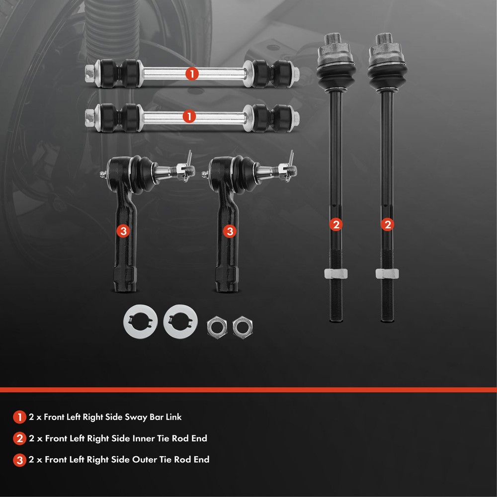 Front Stabilizer Bar End Link Inner & Outer Tie Rod End for Chevy Cadillac GMC