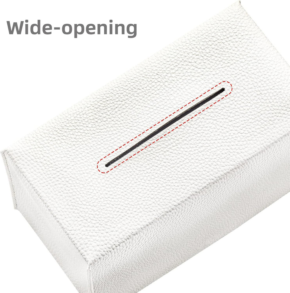Rectangular Tissue Box Cover, Pu Leather Rectangle Tissue Box Holder with Bottom