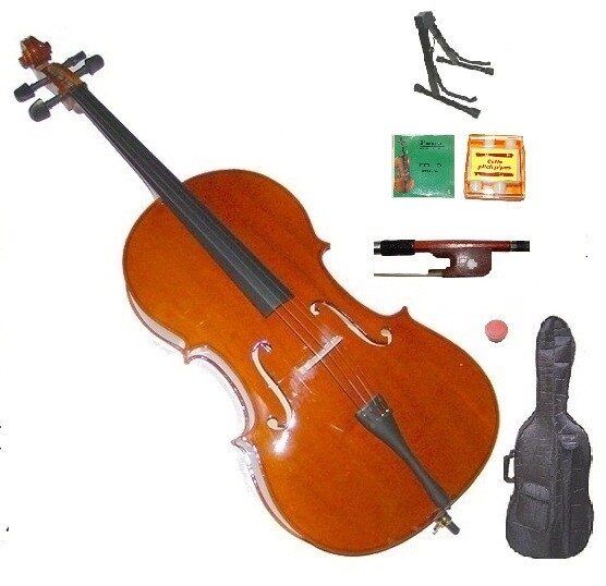 New Cello,Bag,Bow,Strings,Bridge,Tuner,Stand 1/4, 1/8 for Beginner Student