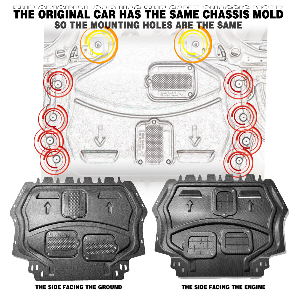 For VW Jetta 2006-2018 Black Front Engine Splash Shield Under Cover 1pcs