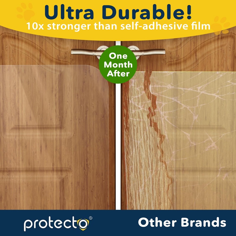 Door Scratch Protector 35.5 x 24” Clear - Easy Install on Doors, Walls