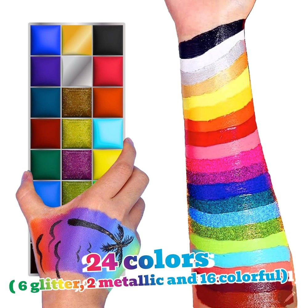 Face Paint Kit - Glitter Tattoos, Gems, Temporary Multicolor