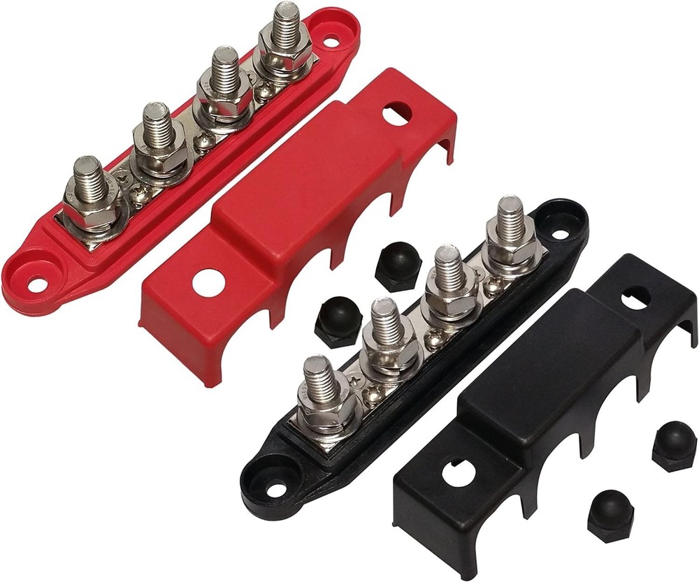 Compact 3/8" Power Distribution Block - 4 Studs, Weather Resistant Design