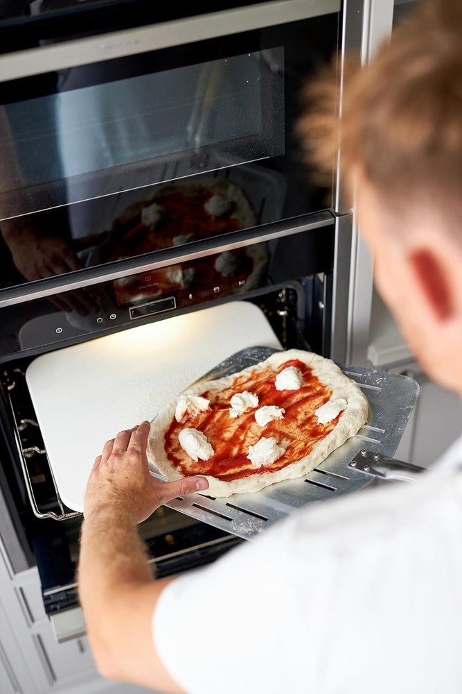 15x12'' Rectangular Pizza Stone with Anodised Peel - Crispy Crusts Guaranteed