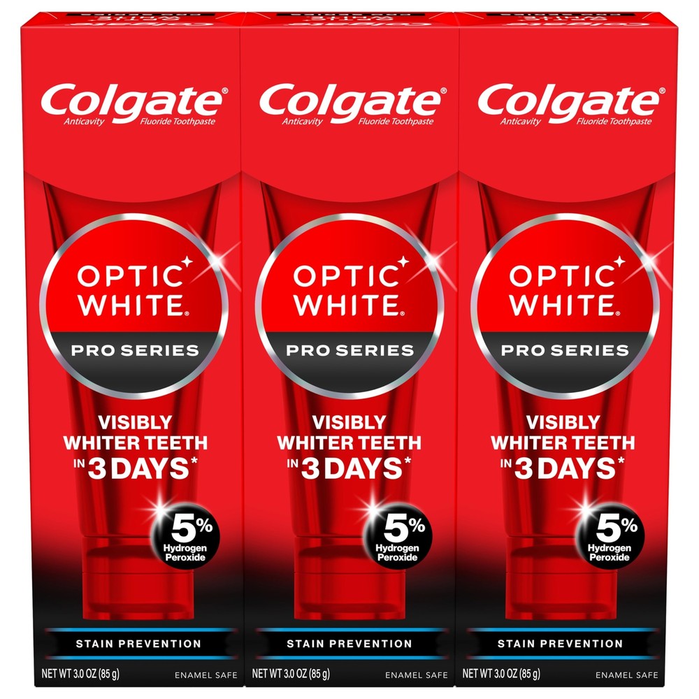Colgate Optic White Pro Series Toothpaste 3 Ounce Pack of 3 Hydrogen Peroxide