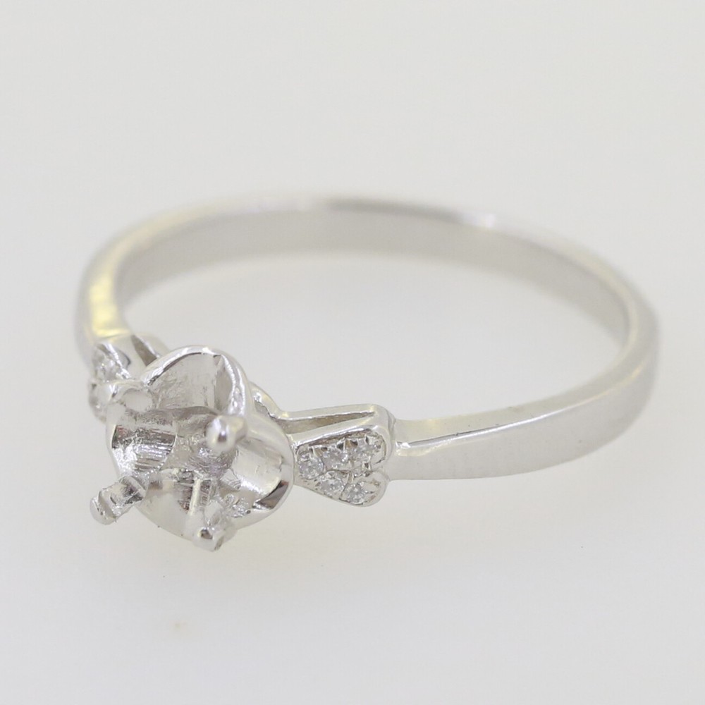 Sterling Silver Semi Mount Ring Setting Rd 4 4.5mm Solitaire Accent Engagement