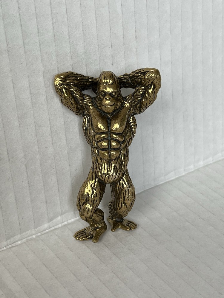 3” Solid Brass Posing Gorilla