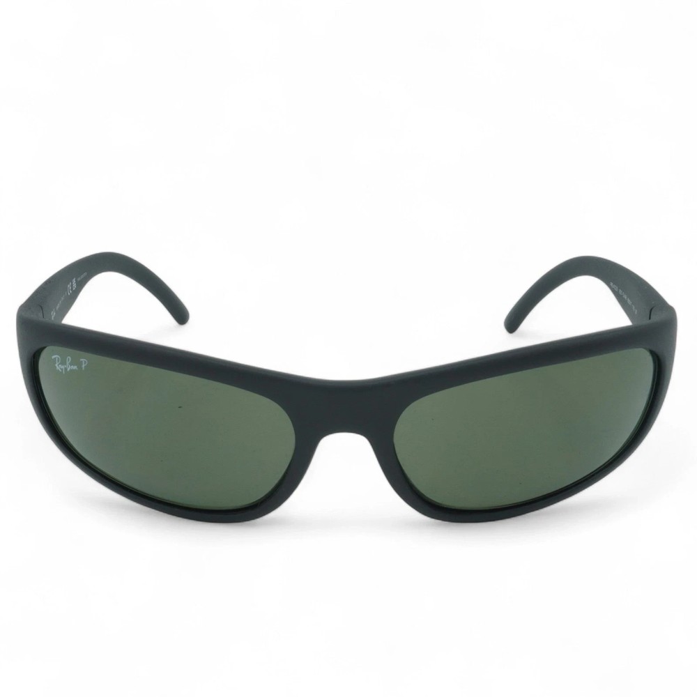 Men Ray-Ban Predator Rectangular Matte Black/ Green Polarized Sunglasses RB4033