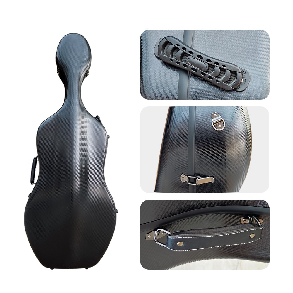 4/4 Cello Case with Wheels,straps and handle Strong Light Black