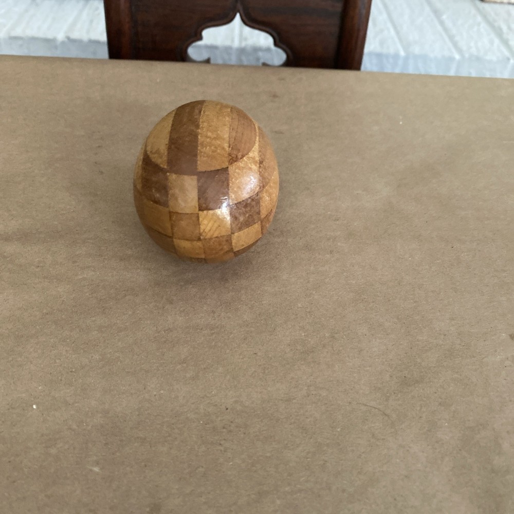 Vintage Wooden Darning Egg Sewing Tool with Striped Pattern