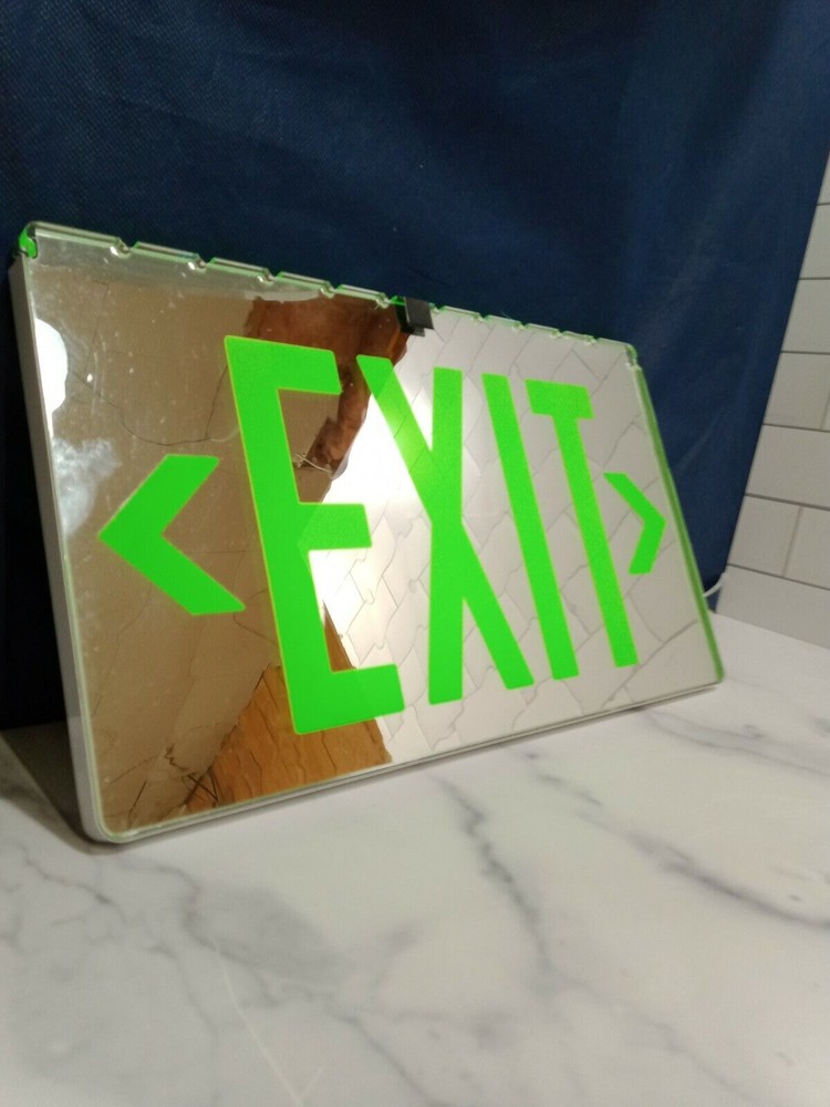 LED EXIT/ SIGN-Edge/Lit Led Exit Sign/ Green Double Faced Mirrored