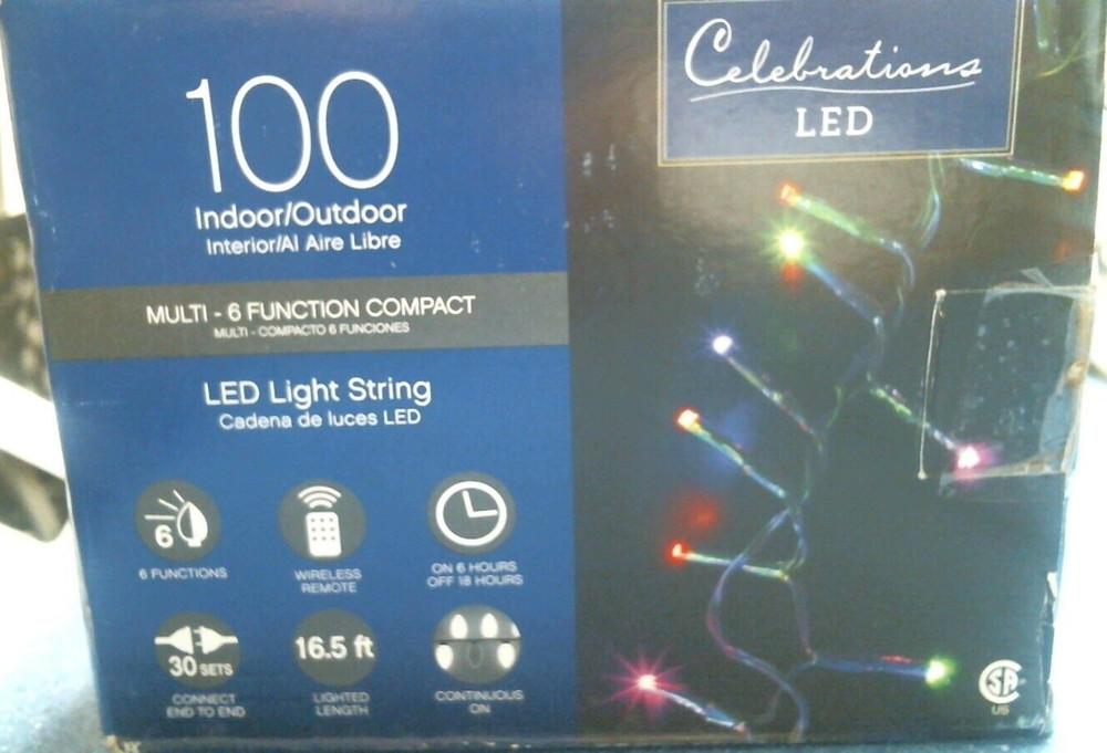 Celebrations LED 100 In/Out Multi 6 Function Compact Light String (9737735) FS