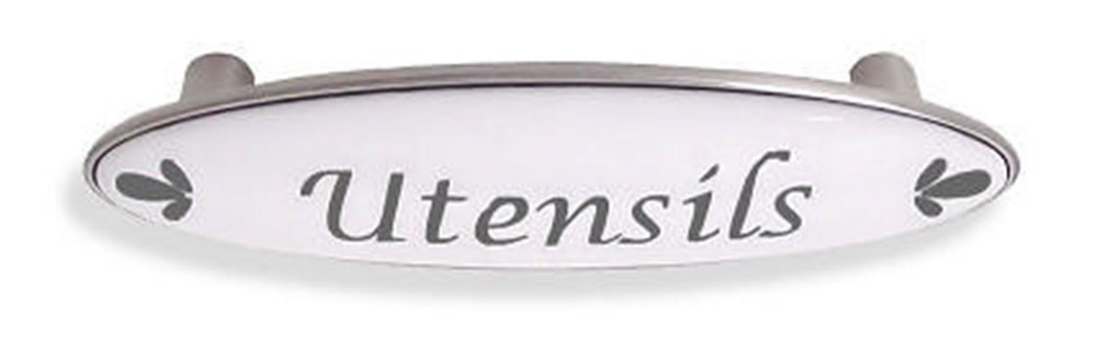 3" Utensils Drawer Pull Ceramic & Satin Nickel