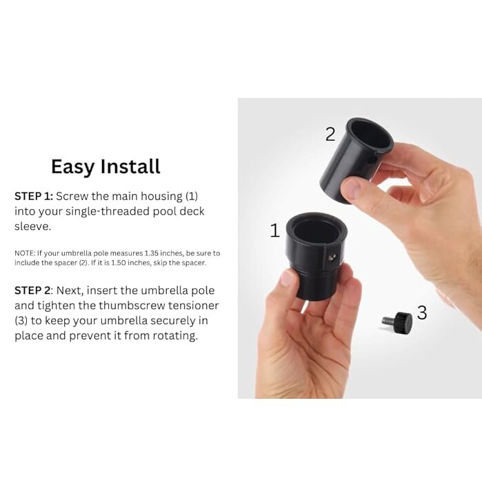 Umbrella Pole Stabilizer Reducer Threaded Adapter Insert for Baja Deck Pool