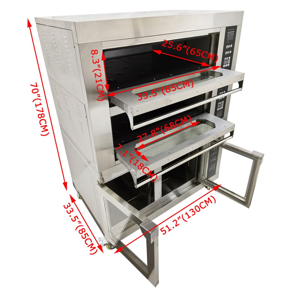 220V Electric Triple Pizza Oven 4 Baking Sheets With Dough Fermentation Machine