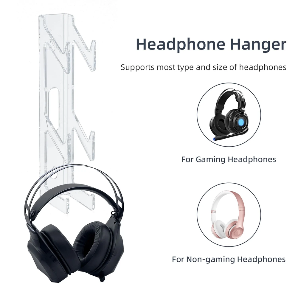 Wall Mount Stand for PS5/PS4/Xbox/Switch Controller & Headphone - Transparent