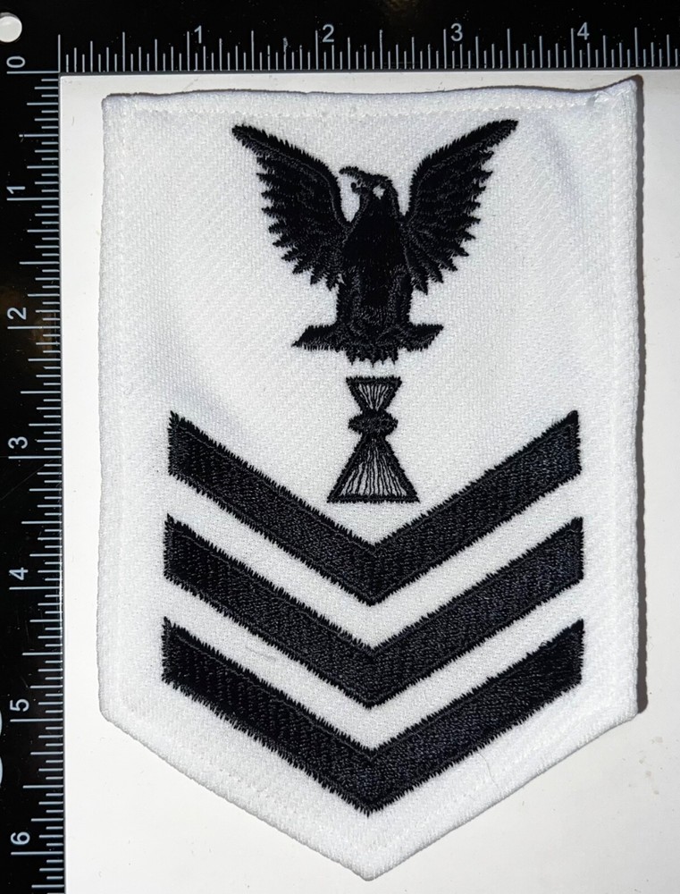 USN US Navy Photographer’s Mate 1st Class Rate WHITE TWILL Patch
