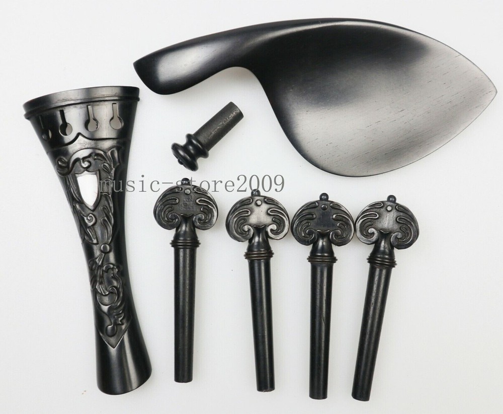 3 set Different Great Violin accessories engraved pattern Peg Tailpiece Chinrest