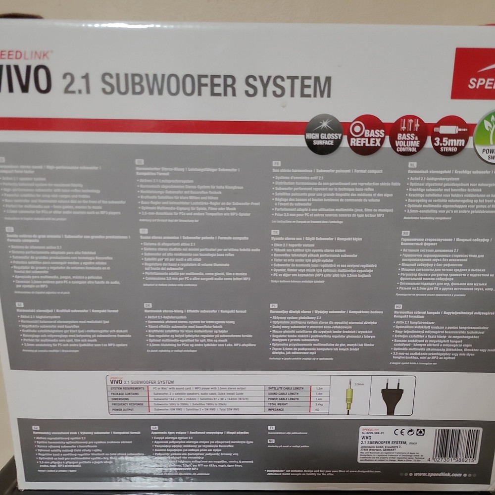 SpeedLink subwoofer Sound 2.1 Speaker System -