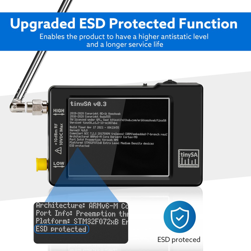 TinySA Spectrum Analyzer V0.3.1 Handheld Tiny Frequency Analyzer 100kHz -960MHz