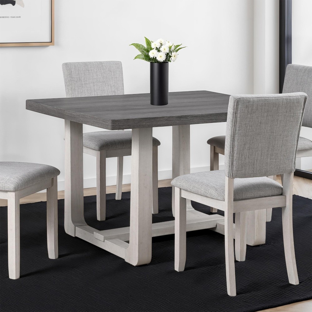 Transitional Style Dining Table 1pc Dining Room Furniture Gray Rectangle Shape