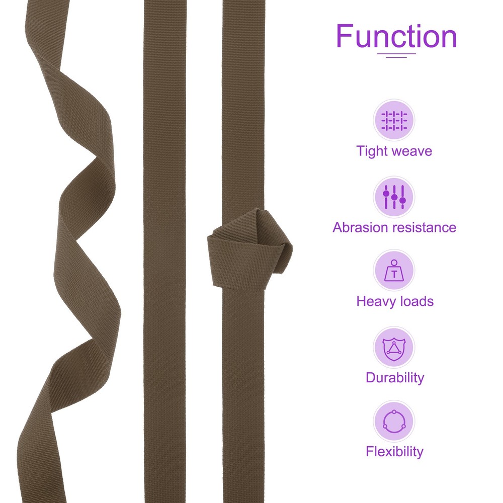 10Yard x 1 Inch Width Nylon Webbing Strap Poly Flat Webbing Strapping Dark Brown