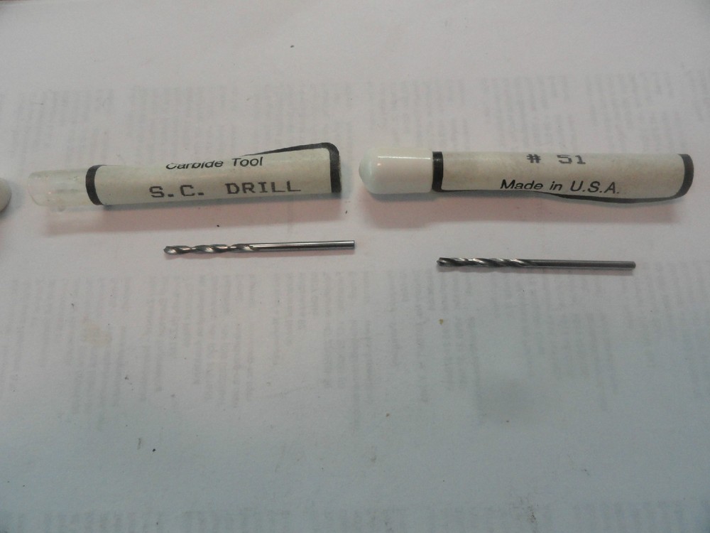 Qty (2) #51 Solid Carbide Jobbers Length Drill Bits, (.0670")