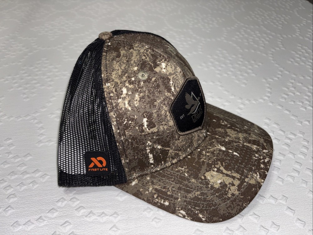 NWT Delta Waterfowl Hat Cache Camo Trucker Snap Back Patch Limited First Lite