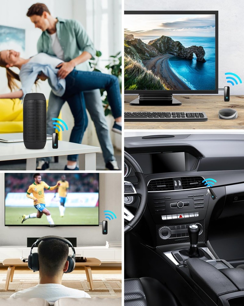 Upgraded Aux Bluetooth 5.4 Adapter for Car, 2 in 1 Bluetooth Receiver Transmi...