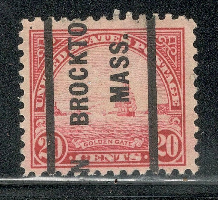 Sc # 567 ~ 20 cent Golden Gate Issue, Precancel, BROCKTON MASS.