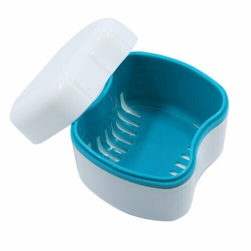 Dental Denture False Teeth Box Bath Appliance Case Rinsing Basket Container