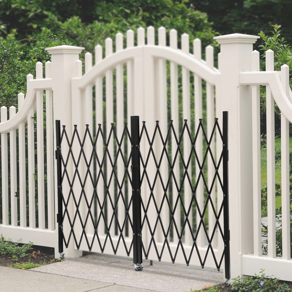 Double Folding Security Gate with Lock, Expandable Safety Barrier Door