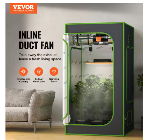 Inline Duct Fan 8" 750CFM with Variable Speed Controller Quiet AC-motor Vent Fan