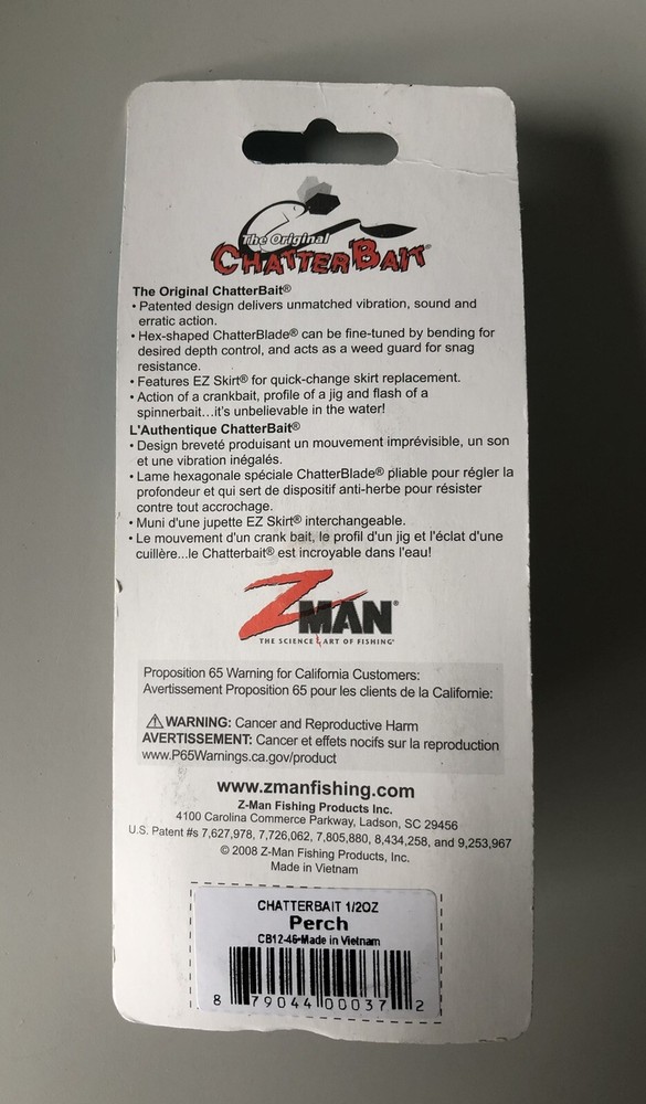 Z-Man The Original ChatterBait 1/2 oz Perch