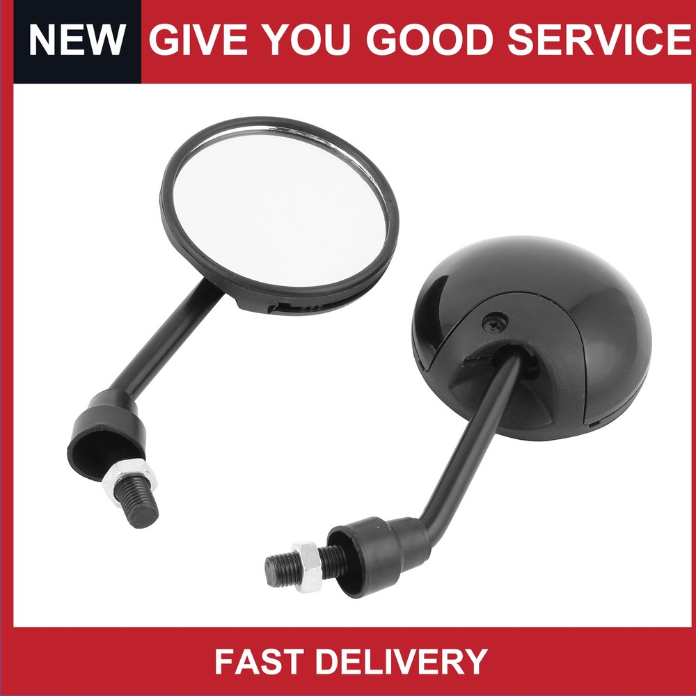 1Pair Front 10mm 0.39" Thread Dia Motorcycle Rear View Mirror Round Universal